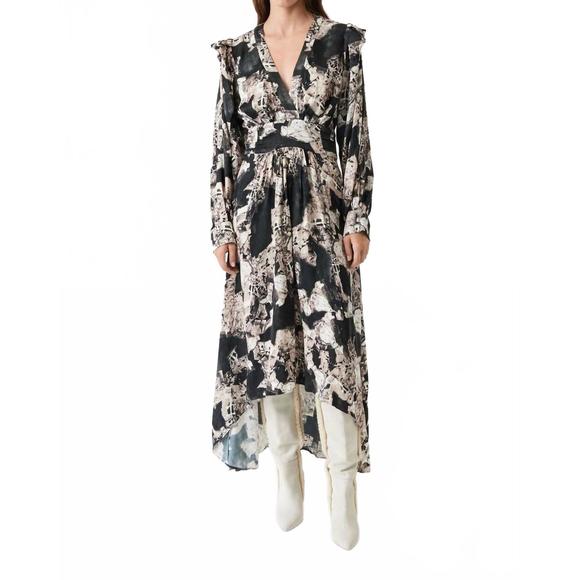 NEW IRO nuna maxi dress in black/beige - cruiseboatoman.com